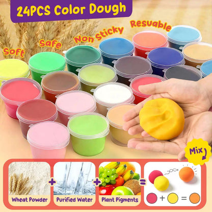 4 in 1 Playdough Sets for Kids Ages 4-8, 24 Colors Dough Accessories Colorful [7]