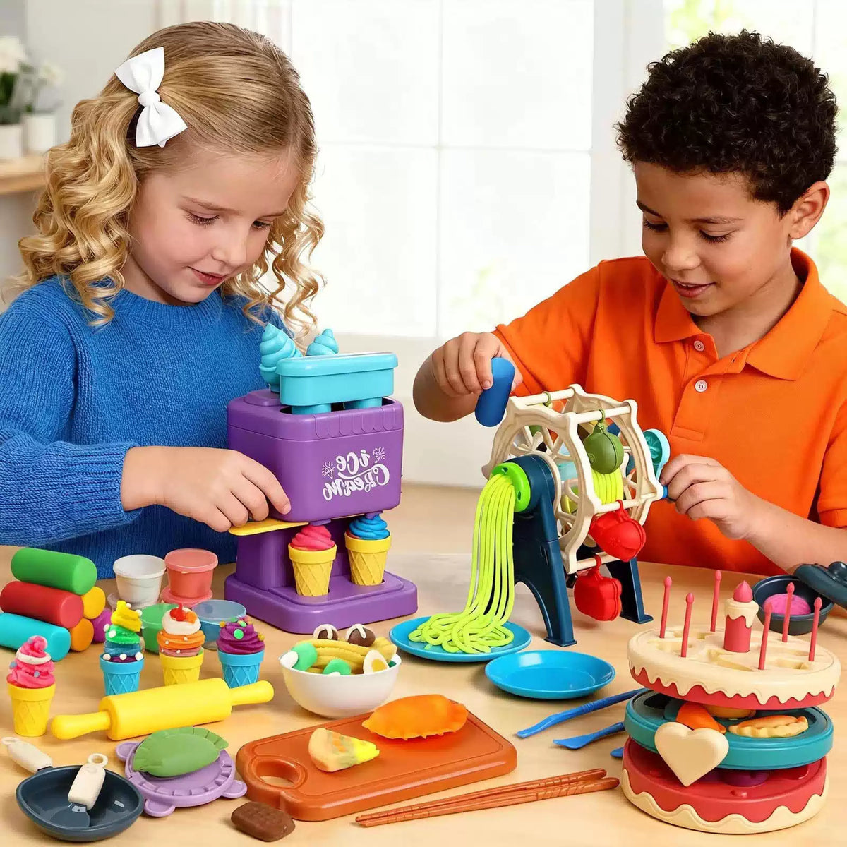 4 in 1 Playdough Sets for Kids Ages 4-8, 24 Colors Dough Accessories Colorful [8]
