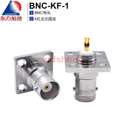 Eastsheep RF connector BNC/Q9 female 4-hole flange mounting housing panel 4G BNC-KF-1 2-pack