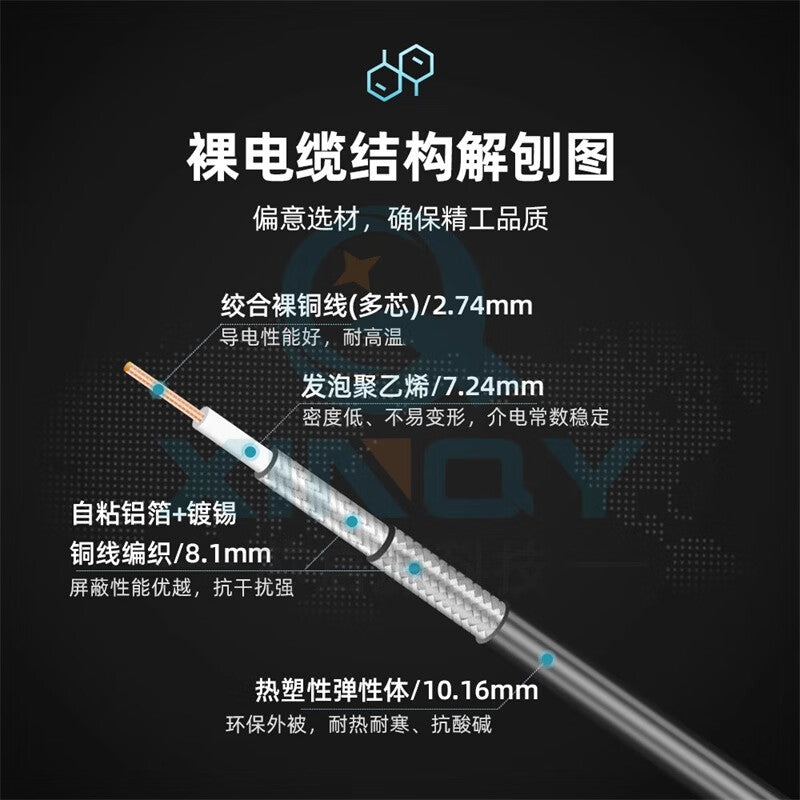 XINQY LMR400-UF Multi-core Flexible Low-loss RF Coaxial Cable, High Power, N/DIN/4.3-10/L29, N Male Connector - N Male Elbow, Length 1.5m