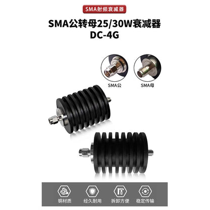 Requires one SMA-type 30W RF coaxial fixed attenuator, SMA-JK male to female DC-4G RF signal attenuator, 3dB. (SX-SMA-30W-4G-3dB)