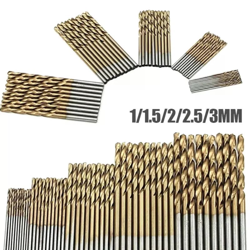 50Pcs Professional Titanium Coated Drill Bits High Speed Steel Drill Bits Set Tool Electric Drill Woodwork Drill 1/1.5/2/2.5/3mm [2]