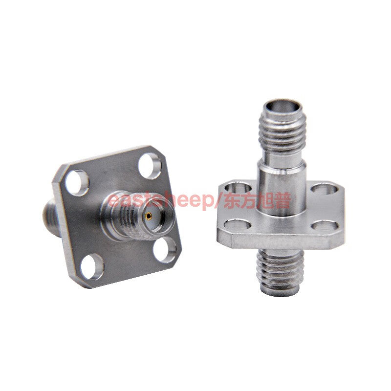 Eastsheep High Frequency Test Adapter SSMA-KFKG-1 Stainless Steel SSMA Female to Female Adapter with 4-Hole Flange 18G (1 unit)