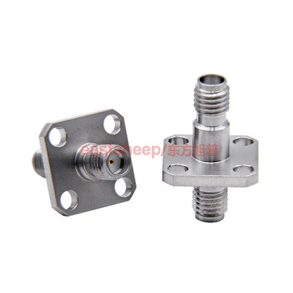 Eastsheep High Frequency Test Adapter SSMA-KFKG-1 Stainless Steel SSMA Female to Female Adapter with 4-Hole Flange 18G (1 unit)