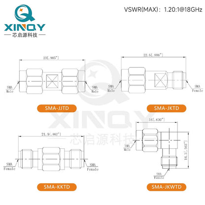 XINQY SMA/JJ 18G Coaxial Adapter JK/KK 8G Network Splitter Test Connector 50 Ohms DC-8GHz; SMA-JK (Male to Female)/5pcs