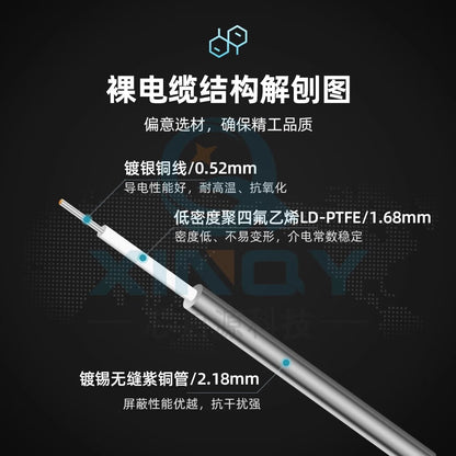 XINQY 18GHz 086 Semi-Stainless Steel Board-End Soldered RF Cable for IoT/SMA Single-Head High Frequency, SMA Male (Stainless Steel) - 3mm Stripped Wire; 0.25m/2pcs