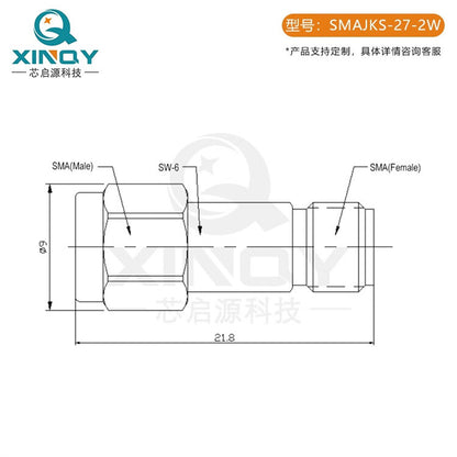 XINQY Millimeter Wave High Frequency Fixed Attenuator SMA-JK 27GHz 1-50dB 18G Stainless Steel Head 0-18GHz; 2W; 2dB
