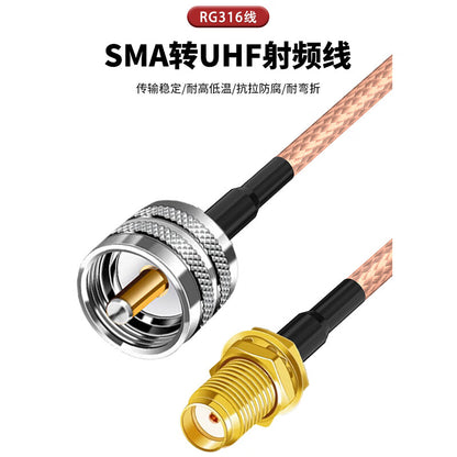 Requires SMA female to UHF/M male connector RF cable RG316 shielded high temperature resistant patch cord 50 ohms 3 meters SX-MS-QT10