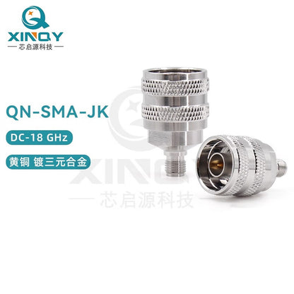 XINQY N-SMA Quick-Connect RF Adapter, QN Threadless Inner Pin Quick-Connect Production Test Head, N Male Quick-Connect to SMA Female (Brass Ternary Alloy)