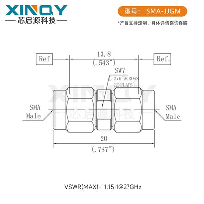 XINQY 27G High Frequency Coaxial Adapter, SMA Professional Test Grade Conversion Head, Vector Mesh Test Head, SMA Female to Female (18G)