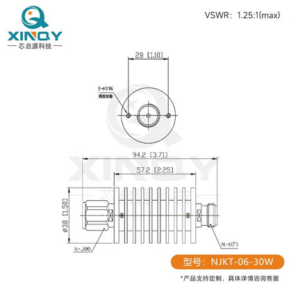 XINQY 6G RF Signal Power Attenuator, N-type, 30W, 1/6/20/40dB Fixed Attenuation, 10dB; 30W; DC-6GHz
