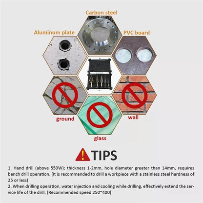 5Pcs Step Drill Bit Set HSS Cobalt Multiple 50 Sizes Conical Hole Cutter Titanium Coated Carbide Drill Bits Punch Tool for Stainless Steel Iron Sheet Metal Wood Drilling Hardware Multipurpose Industri [6]