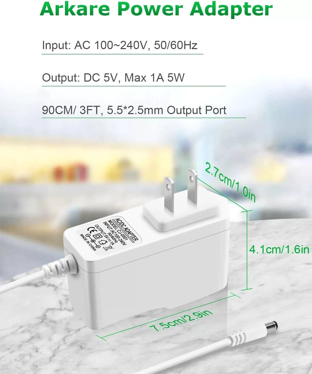 5V 1A Power Supply Adapter Arkare DC Cord AC 100V-240V 1A, White [5]