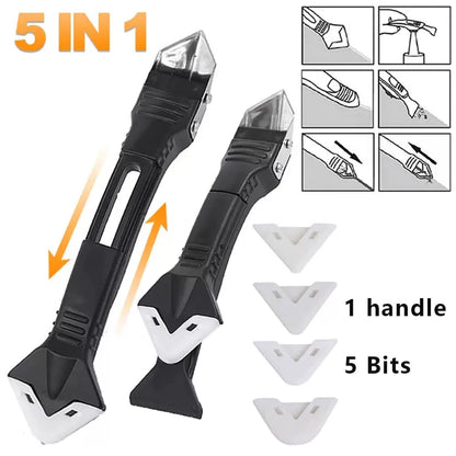 5 in 1 Metal Head Shovel Glue Tool Kit: Silicone Spatula, Caulk Remover, Grout Removal, Sealant Finishing & Corner Scrap [1]