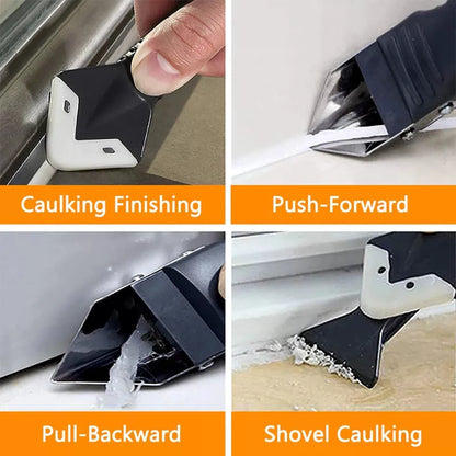 5 in 1 Metal Head Shovel Glue Tool Kit: Silicone Spatula, Caulk Remover, Grout Removal, Sealant Finishing & Corner Scrap [6]