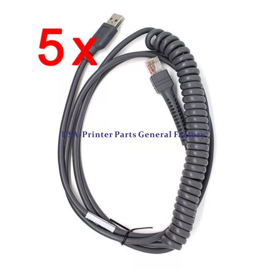 5pc CBA-U12-C09ZAR 9FT Coiled USB Cable For Motorola Symbol LS2200 LS2208 LS4208 [2]