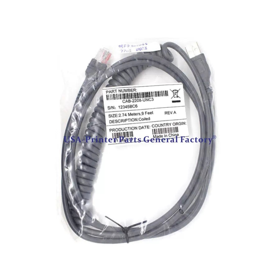 5pc CBA-U12-C09ZAR 9FT Coiled USB Cable For Motorola Symbol LS2200 LS2208 LS4208 [3]