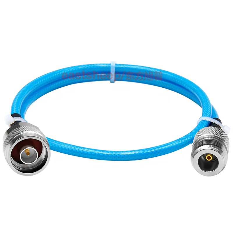 Eastsheep RF connector cable, N male to N female, double-layer silver-plated wire, 6G, 4 meters, blue RG142-N-JK