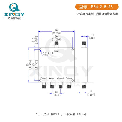 XINQY 8G Quad Power Divider with SMA Female Connector, 2/8GHz 0.5-8G Power Divider, 6.5/5.9G 2-8GHz