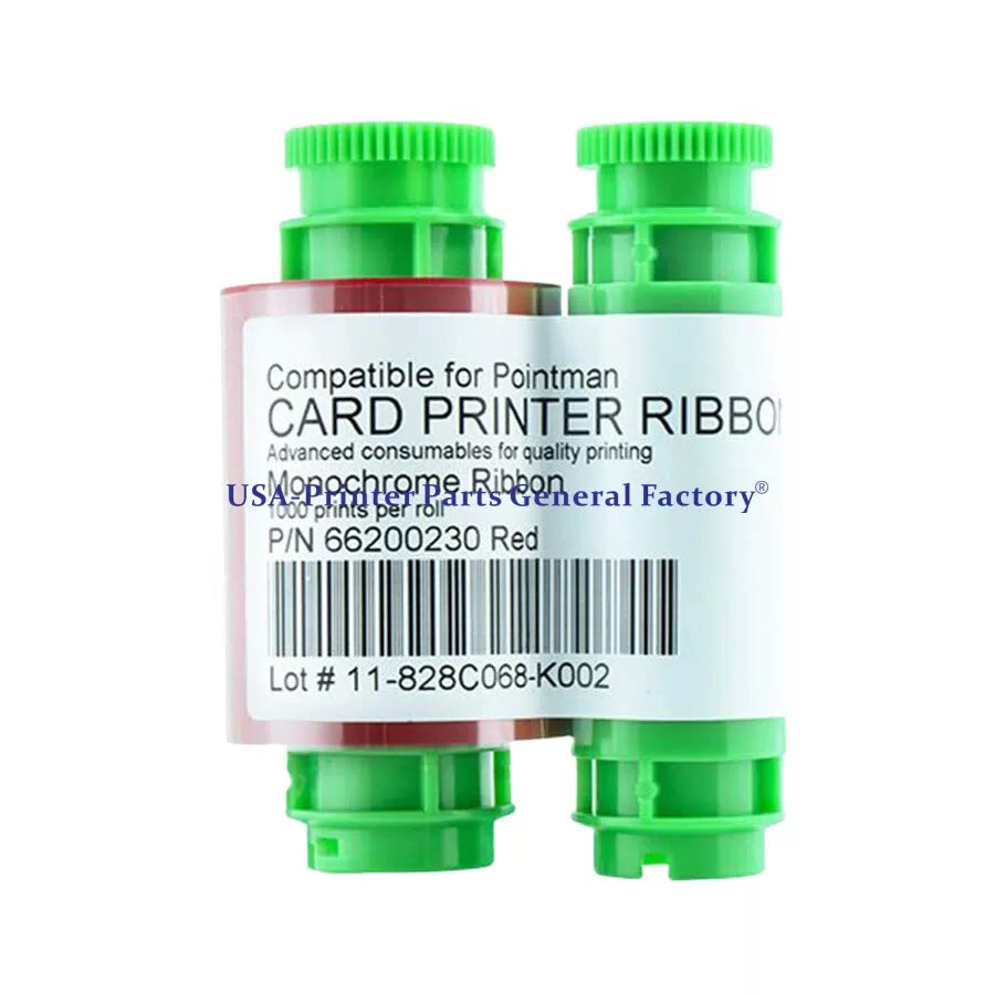 66200230 Color Ribbon Red Fit For Pointman TP-9000 Card Printer 1000 Prints [2]