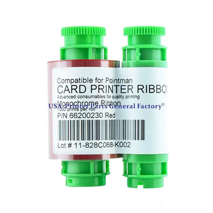 66200230 Color Ribbon Red Fit For Pointman TP-9000 Card Printer 1000 Prints [2]