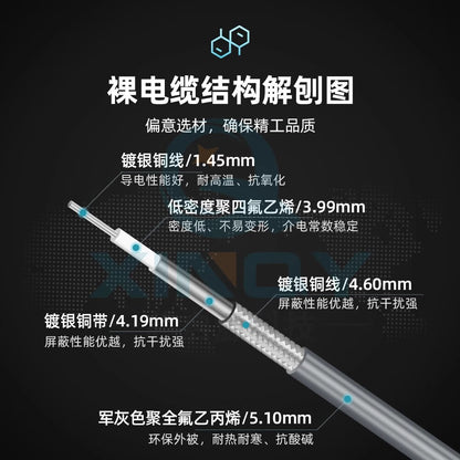 XINQY 18G Phase-Stable RF Cable, N/SMA Low-Loss Test Cable Assembly, Replacement for UFB205A Coaxial Cable, N Male to SMA Female; 0.2m