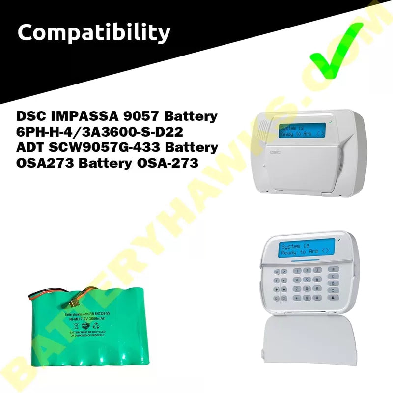 6PH-H-4/3A3600-S-D22 7.2v 3600mAh Ni-MH DSC IMPASSA 9057 Battery Wireless... [4]