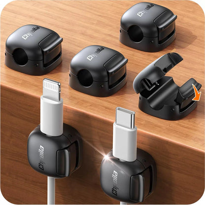 6Pack Cord Organizer - Chfeila [Dual Spring & Clasp 0.83 inches, Black-6Pack [1]