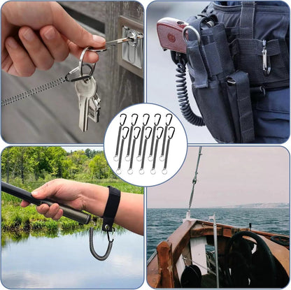 6 PCS Black Fishing Lanyards, Heavy 18 cm (coiled), 1.2 m (stretched), black [7]
