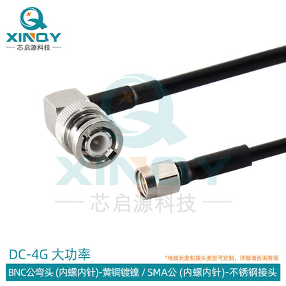 XINQY LMR200 High Power Coaxial Cable with BNC/TNC/N Connectors, 6G RF Interconnect Feeder, BNC Male Elbow - SMA Male (Stainless Steel); 3m