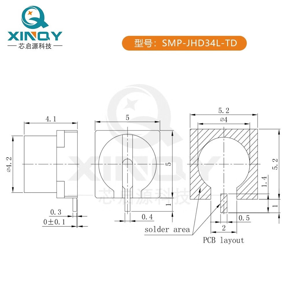 XINQY GPO Surface Mount Connector SMP-JHD34 Semi-Escapement PCB/Printed Circuit Board Surface Layer/Surface Mount Socket, 5 units.