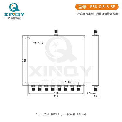 XINQY SMA RF Microstrip Power Divider 0.8/3G Eight-way GPS/GNSS Signal Distribution and Combining Unit 0.8-3GHz Standard Model