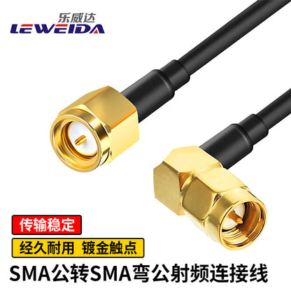 LEWEIDA SYV50-3 RF Connector Cable, SMA Male to SMA Right-Angle Coaxial Adapter Extension Cable, 1 meter, LWD-SMAW-GG1