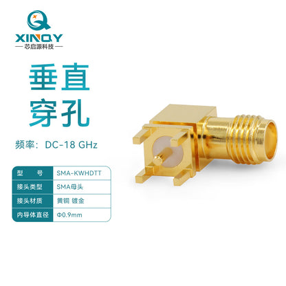XINQY SMA-KWHD Right Angle Elbow RF Connector 18G PCB Antenna Soldering Socket, Frequency 0-18GHz/5 Pieces