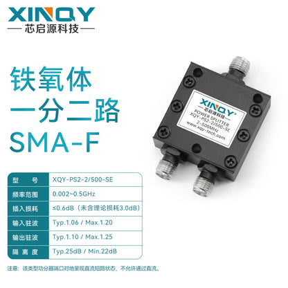 XINQY 1-to-2 Power Divider, Low-Frequency Clock Line Shortwave Signal Divider, SMA Female, 0.002G-0.5G (2MHz-500MHz)