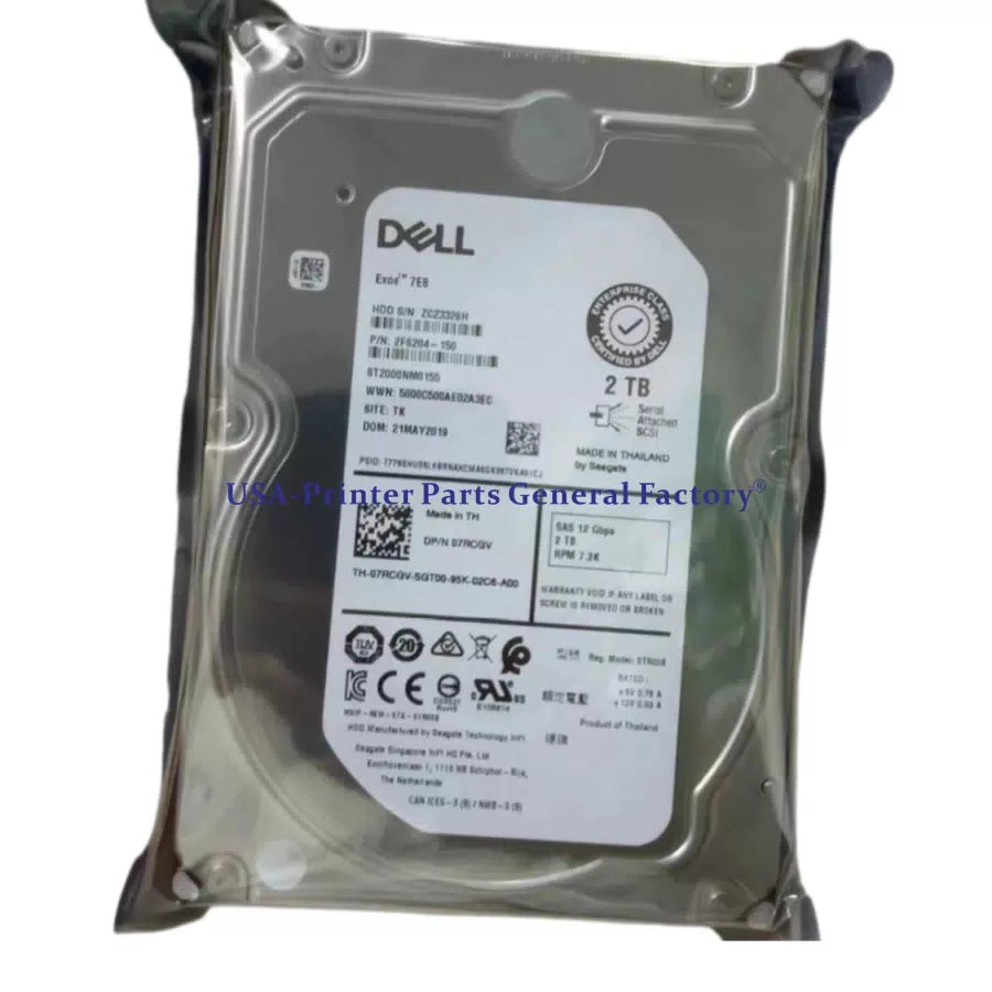 7RCGV Dell 07RCGV 2TB 7200RPM 12Gb/s 3.5" SAS ST2000NM0155 HDD Hard Drive [1]