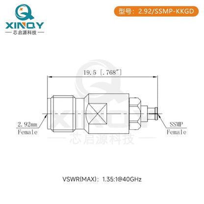 XINQY GPPO Millimeter Wave Coaxial Adapter Test Conversion Head 2.92mm Female to SSMP Female