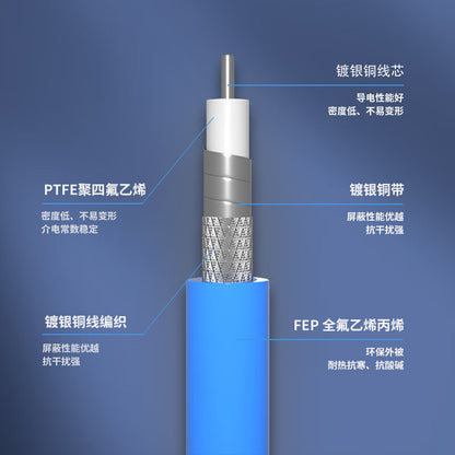 LEWEIDA N-male to SMA-male 18G amplitude and phase stabilized RF cable, 50 ohms, high frequency test jumper, silver-plated high temperature wire, 0.5 meters, LWD-NS-JJ-1805