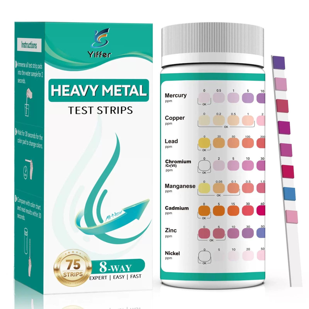 8-Parameter Heavy Metals Water Test Strips (75 Strips) [1]