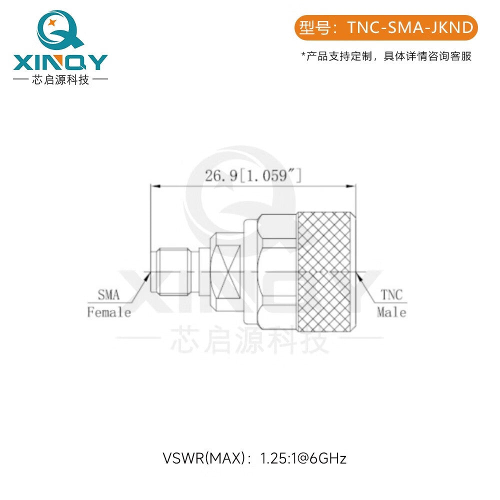XINQY TNC to SMA Coaxial Adapter DC-6GHz TNC Male to SMA Female Adapter, TNC Female to SMA Male / 2 pieces