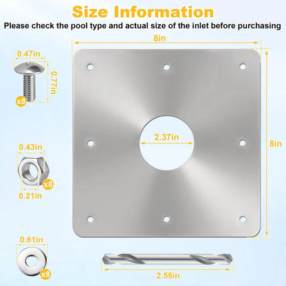 8x8-Inch Pool Water Return Repair Kit for Above Ground Pools Wall no [2]