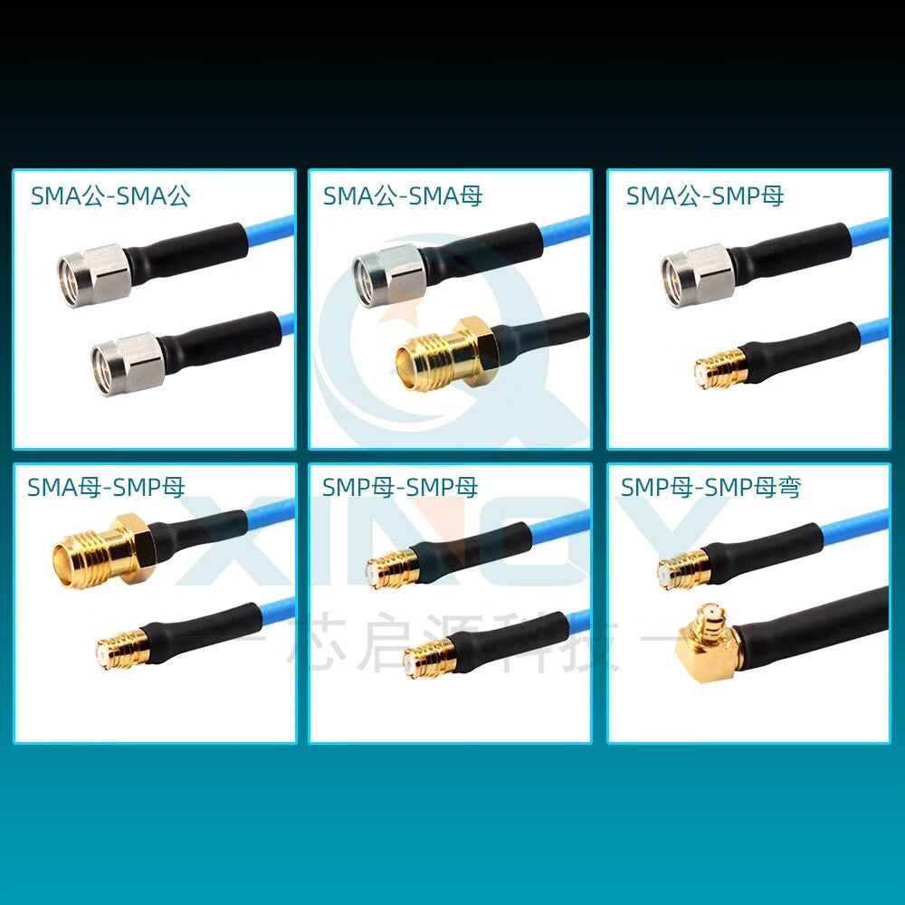 XINQY SMA/SMP RF Connector Cable 18G Low-Loss Stable Phase Flexible Test Cable Assembly SS405 SMA Female to SMP Female; 0.5m