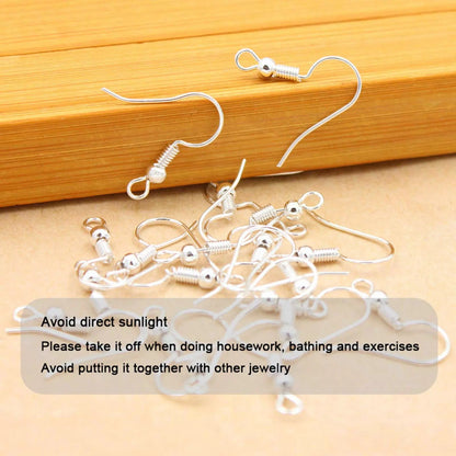 925 Sterling Silver Plated Earring Hooks 150 PCS/75 Pairs,Ear 500pcs, [5]