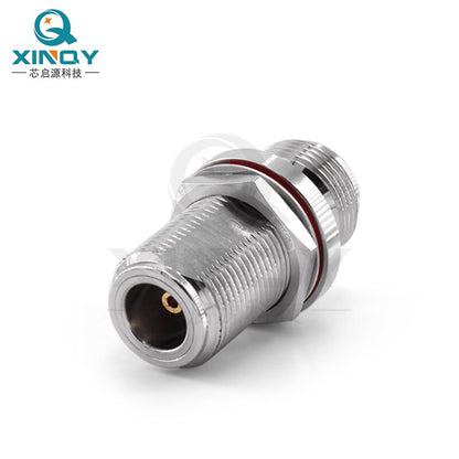 XINQY N-KYK RF Coaxial Adapter, Threaded Panel Mount Adapter, N-Female to Female (Stainless Steel Waterproof Ring Model)