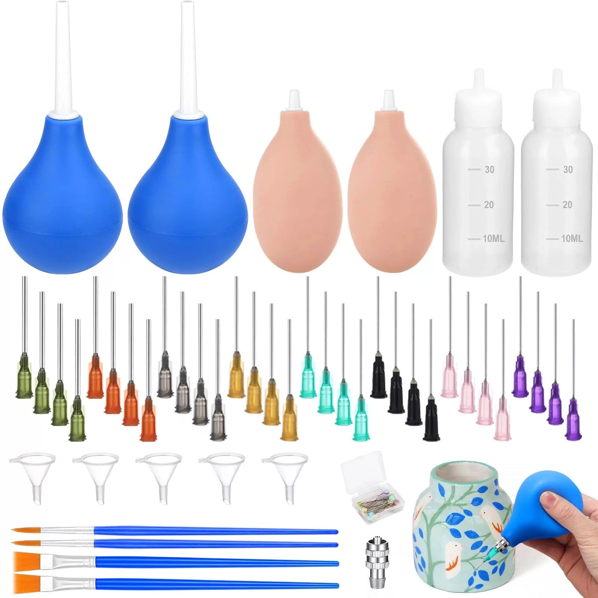 98 PCS Pottery Tools Supplies Precision Tip Applicator, Clay Slip Blue [1]