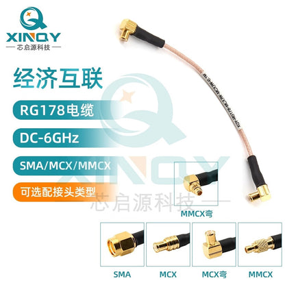XINQY RG178 RF Connector Cable 6G SMA/MCX Coaxial Feeder MMCX Connector Interconnect Patch Cord MCX Male Elbow - MCX Male Elbow; 8m