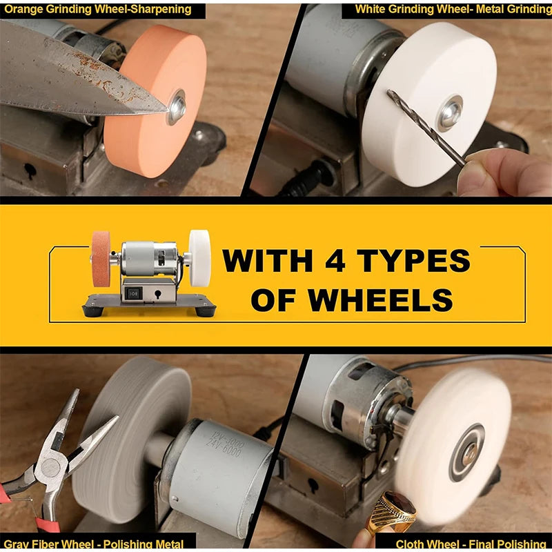 Electric Small Sander Bench Grinder Dual Wheel Small Bench Grinding Machine Professional Tabletop for Jewelry Knives