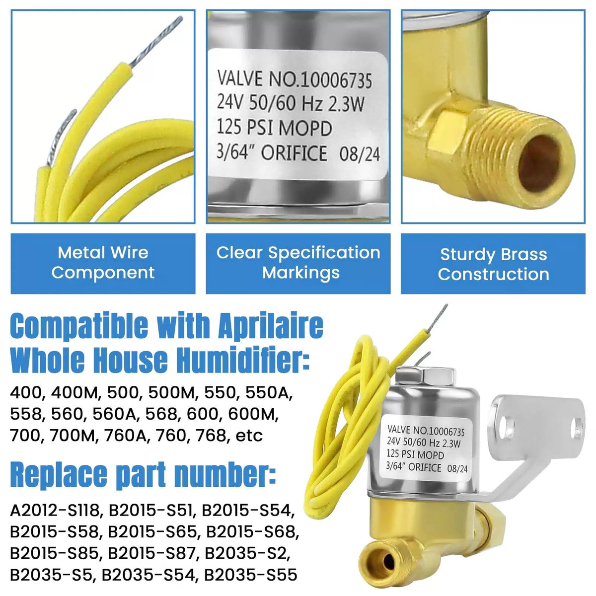 AMI PARTS Humidifier Solenoid Valve 4040 (24V, 2.3W, 60Hz) – 1/4" NPT [3]