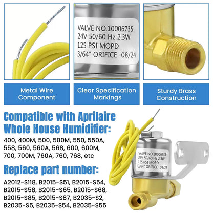 AMI PARTS Humidifier Solenoid Valve 4040 (24V, 2.3W, 60Hz) – 1/4" NPT [3]
