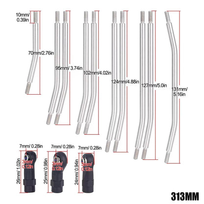 AMK 10 Pcs 313mm Wheelbase Stainless Steel Link Rod Linkage for 1/10 RC... [4]